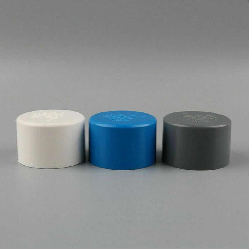 20mm - 200mm PVC Rohr-Fittings Endkappe Endstecker Deckel Stopfen Weiß Grau Blau