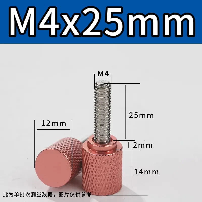 M4 Knurled Thumb Screws,Aluminium Alloy Head & Stainless Steel Stud,6-100mm Bolt