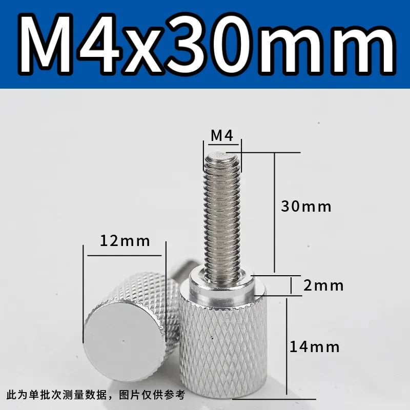 M4 Knurled Thumb Screws,Aluminium Alloy Head & Stainless Steel Stud,6-100mm Bolt