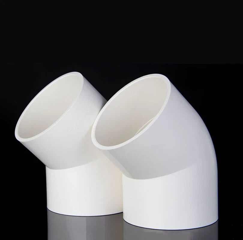 PVC 45° Ellbogen Winkel Klebe Fittings Rohr Muffe Rohrverbinder Weiß 20mm~200mm