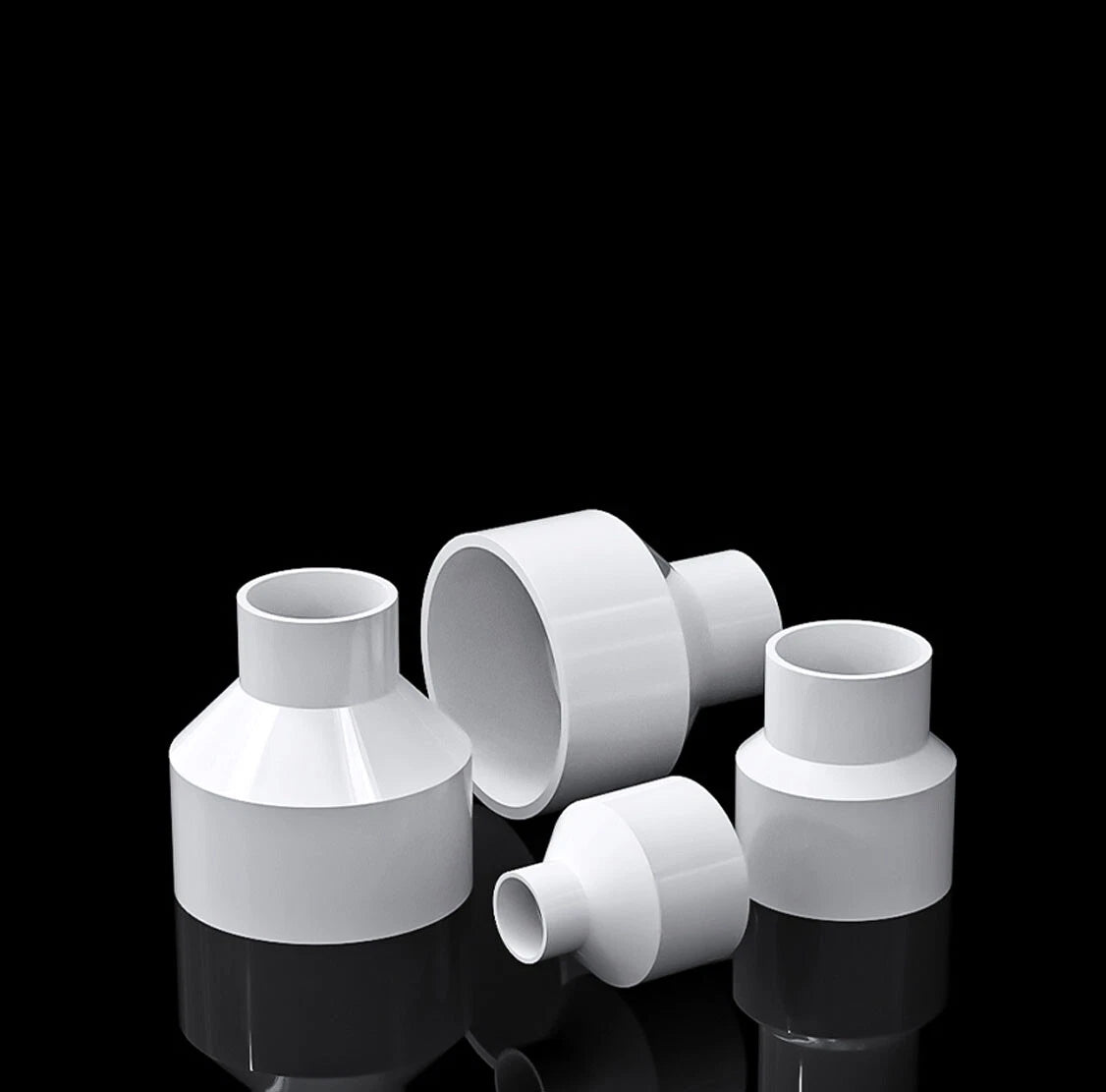 PVC Weiß Reduzierstück Muffe Rohr Fitting Klebefittings Ø25*20mm~Ø160*125mm