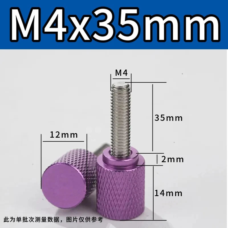 M4 Knurled Thumb Screws,Aluminium Alloy Head & Stainless Steel Stud,6-100mm Bolt