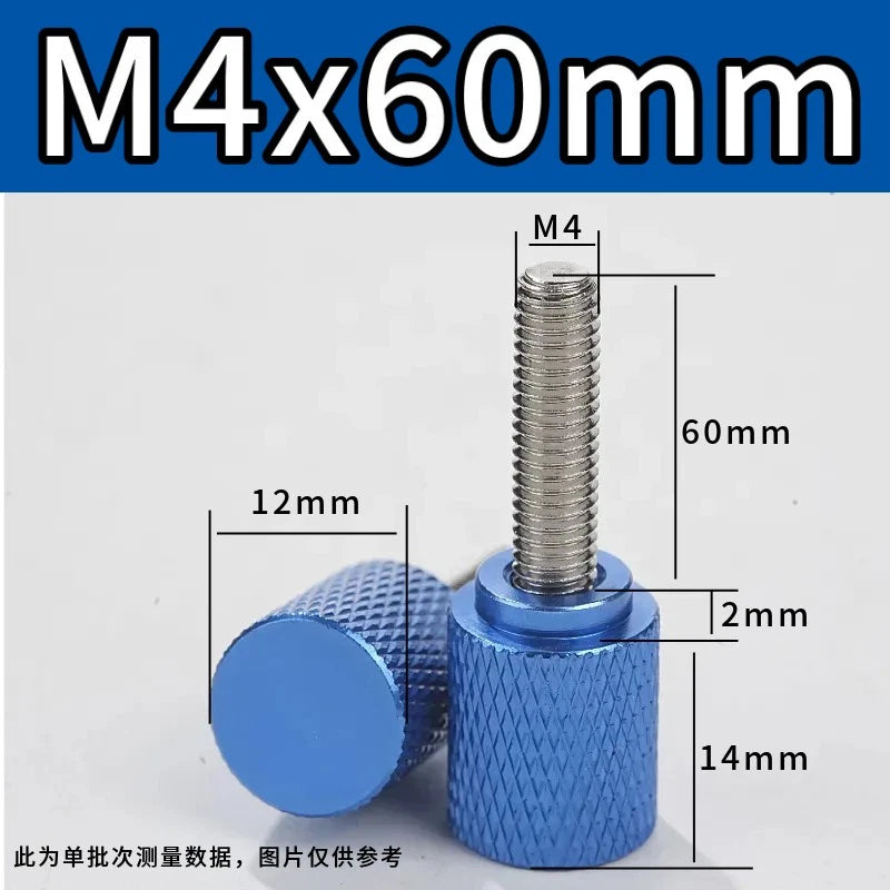 M4 Knurled Thumb Screws,Aluminium Alloy Head & Stainless Steel Stud,6-100mm Bolt