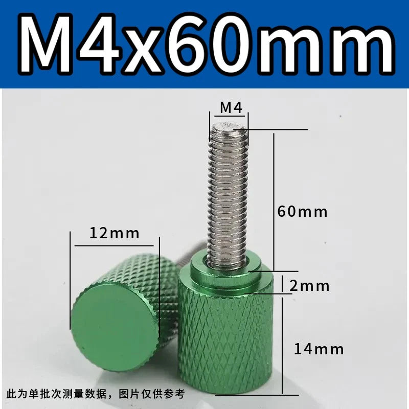 M4 Knurled Thumb Screws,Aluminium Alloy Head & Stainless Steel Stud,6-100mm Bolt