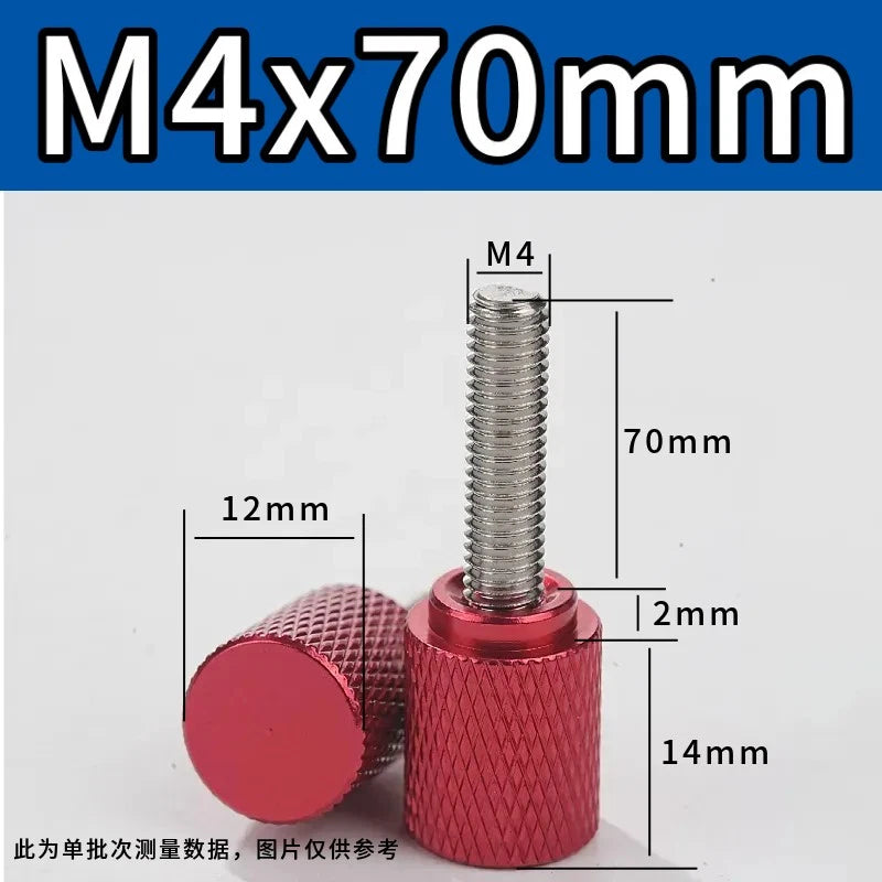 M4 Knurled Thumb Screws,Aluminium Alloy Head & Stainless Steel Stud,6-100mm Bolt