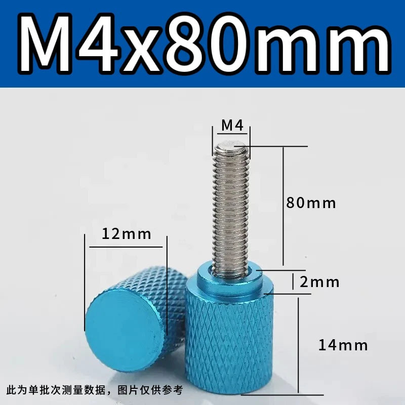 M4 Knurled Thumb Screws,Aluminium Alloy Head & Stainless Steel Stud,6-100mm Bolt