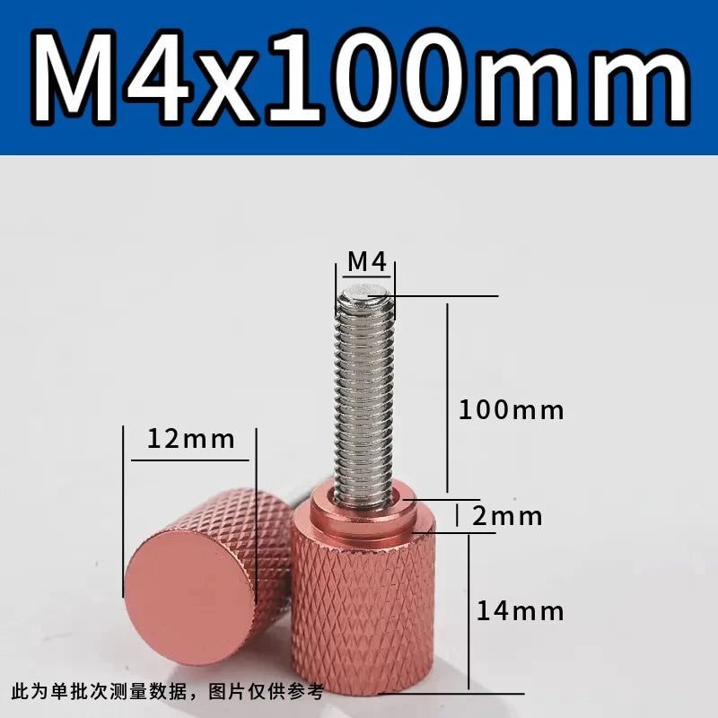 M4 Knurled Thumb Screws,Aluminium Alloy Head & Stainless Steel Stud,6-100mm Bolt