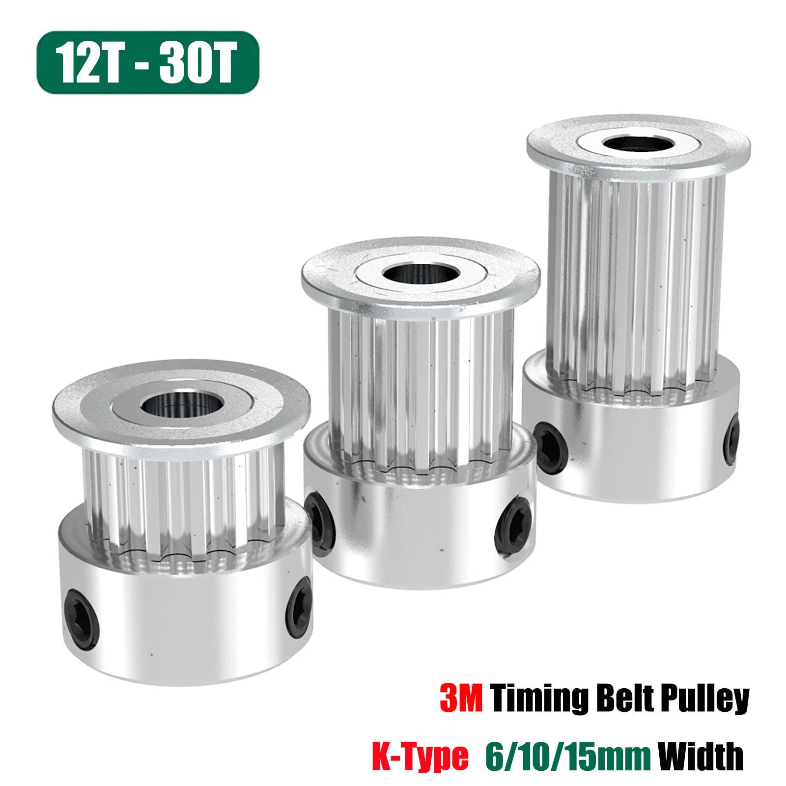 HTD 3M Zahnrad-Pulley Riemenscheibe K-Typ Zahnriemenrad für 6/10/15mm Zahnriemen