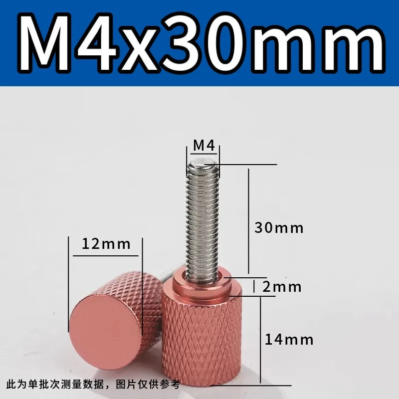 M4 Knurled Thumb Screws,Aluminium Alloy Head & Stainless Steel Stud,6-100mm Bolt