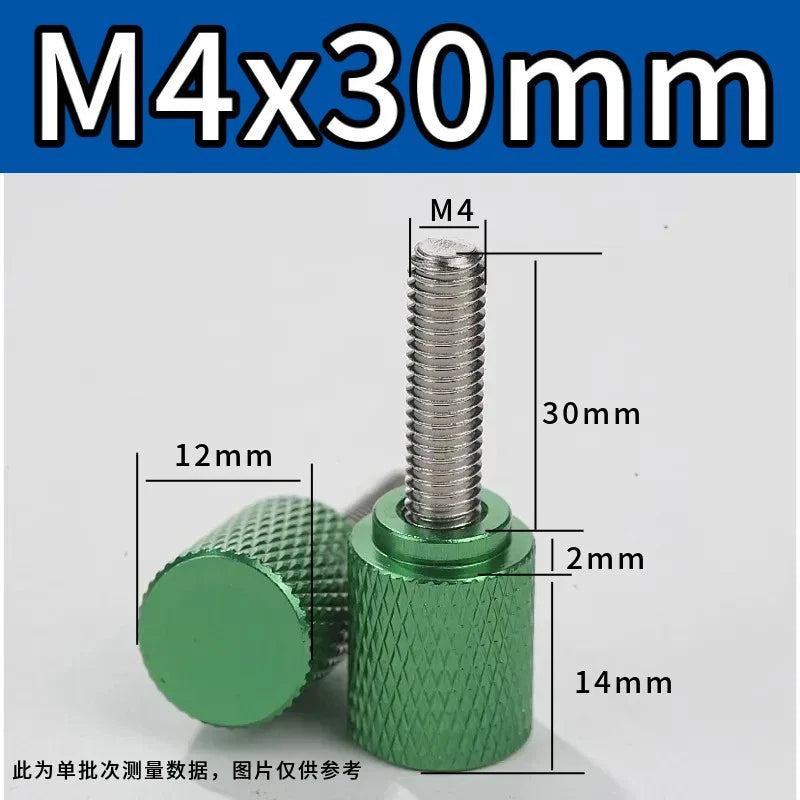 M4 Knurled Thumb Screws,Aluminium Alloy Head & Stainless Steel Stud,6-100mm Bolt