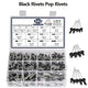 Black Pop Rivets Assortment Set Aluminium Body Steel Mandrel Open End Dome Head