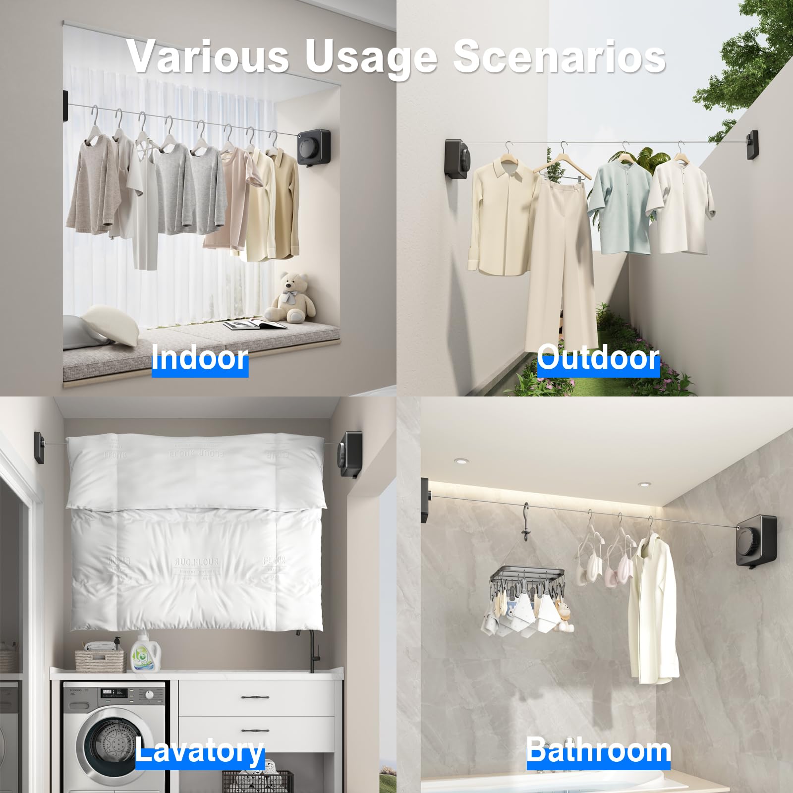 Retractable Clothesline Indoor -HomeDIYer