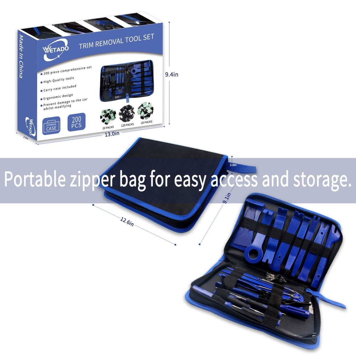 Trim Removal Tool Kit, 200PCS AutoTrim Removal Set, Plastic Panel Fastener Removal Tool, Car Trim Removal Kit for Car/Trim/Panel/Door/Audio/Auto Clip Pliers/Terminal Removal Tool Kit (Blue) - HomeDIYer