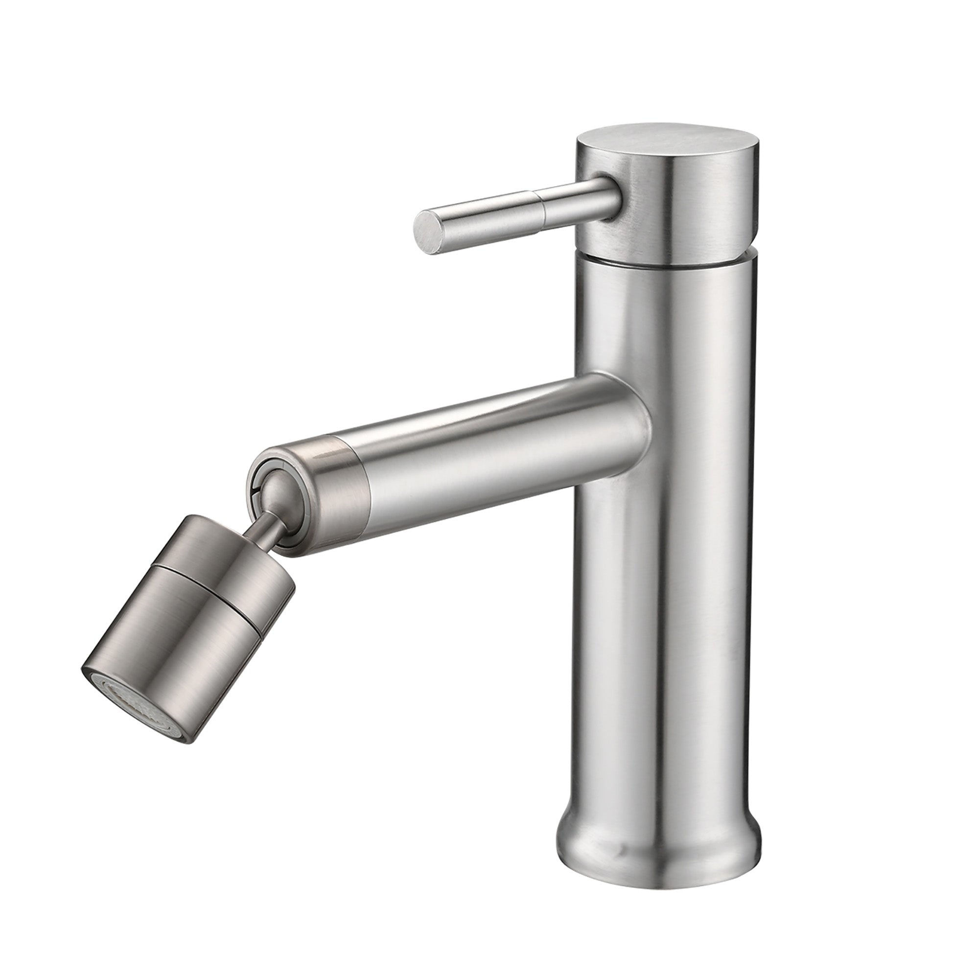 Brushed Nickel Bathroom Faucet – 2‑Mode Sprayer + 360° Rotating Aerator