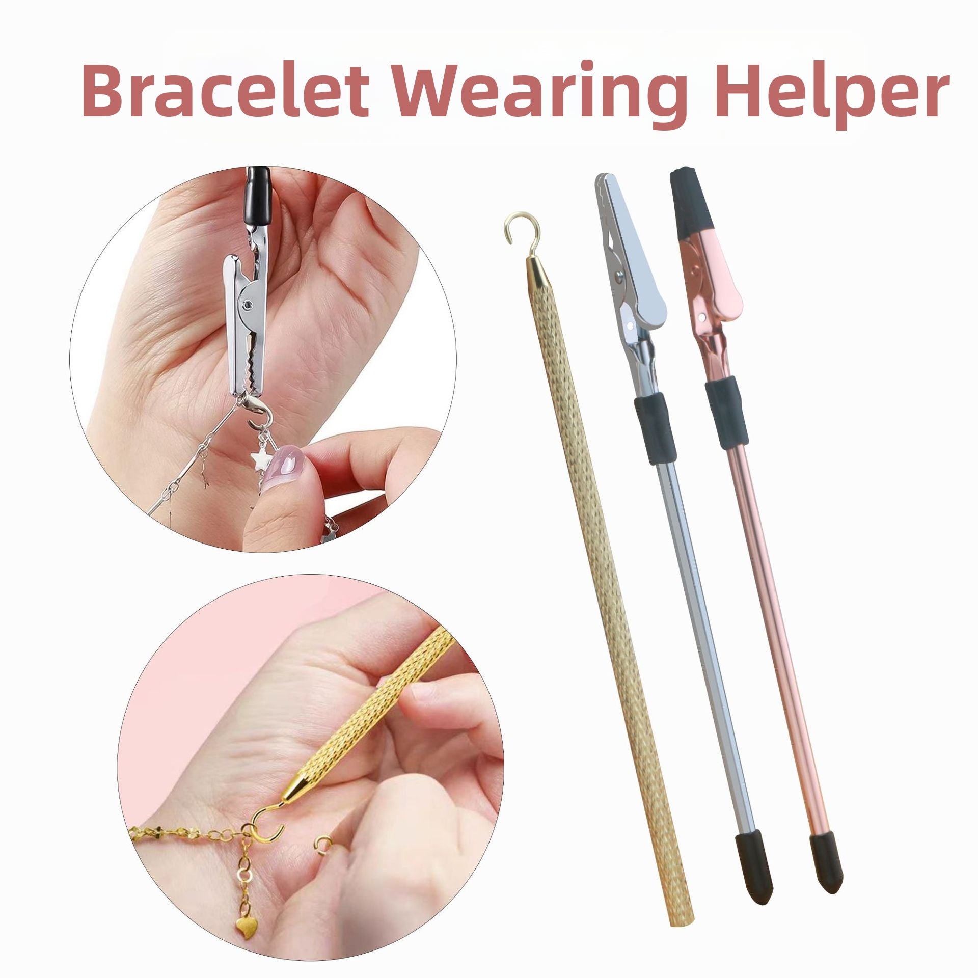 Bracelet Wearing Aid Clip – One-Hand Bracelet Fastener Helper Tool in Gold, Silver & Rose Gold