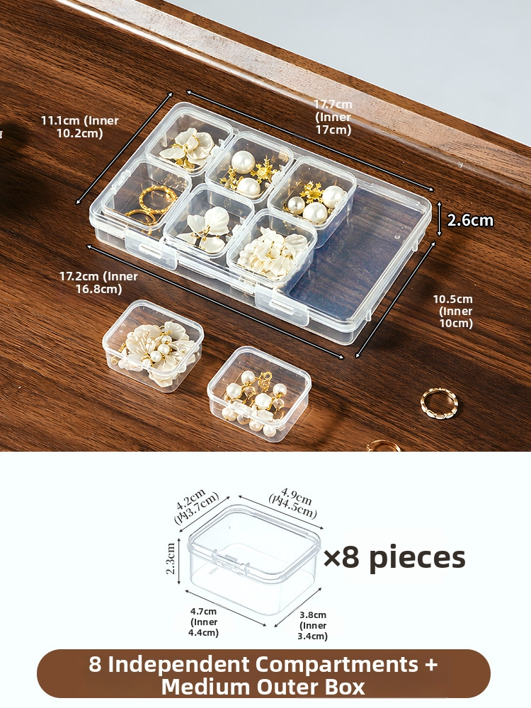 Anti-Tarnish Transparent Jewelry Storage Box – Multi-Compartment for Earrings, Rings & Necklaces