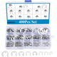 400Pcs 304 Stainles Steel E-Clip Retaining Circlip Assortment 1.5mm to 15mm Kit