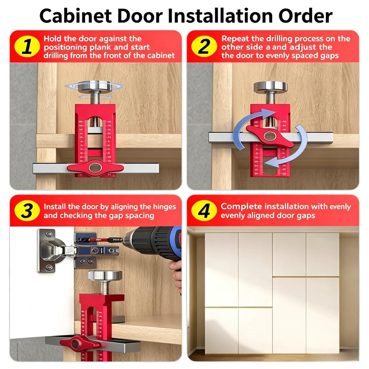 1. Cross-border cabinet door installation aid, aluminum alloy rebound, punched wardrobe door, door leveler, wooden tools