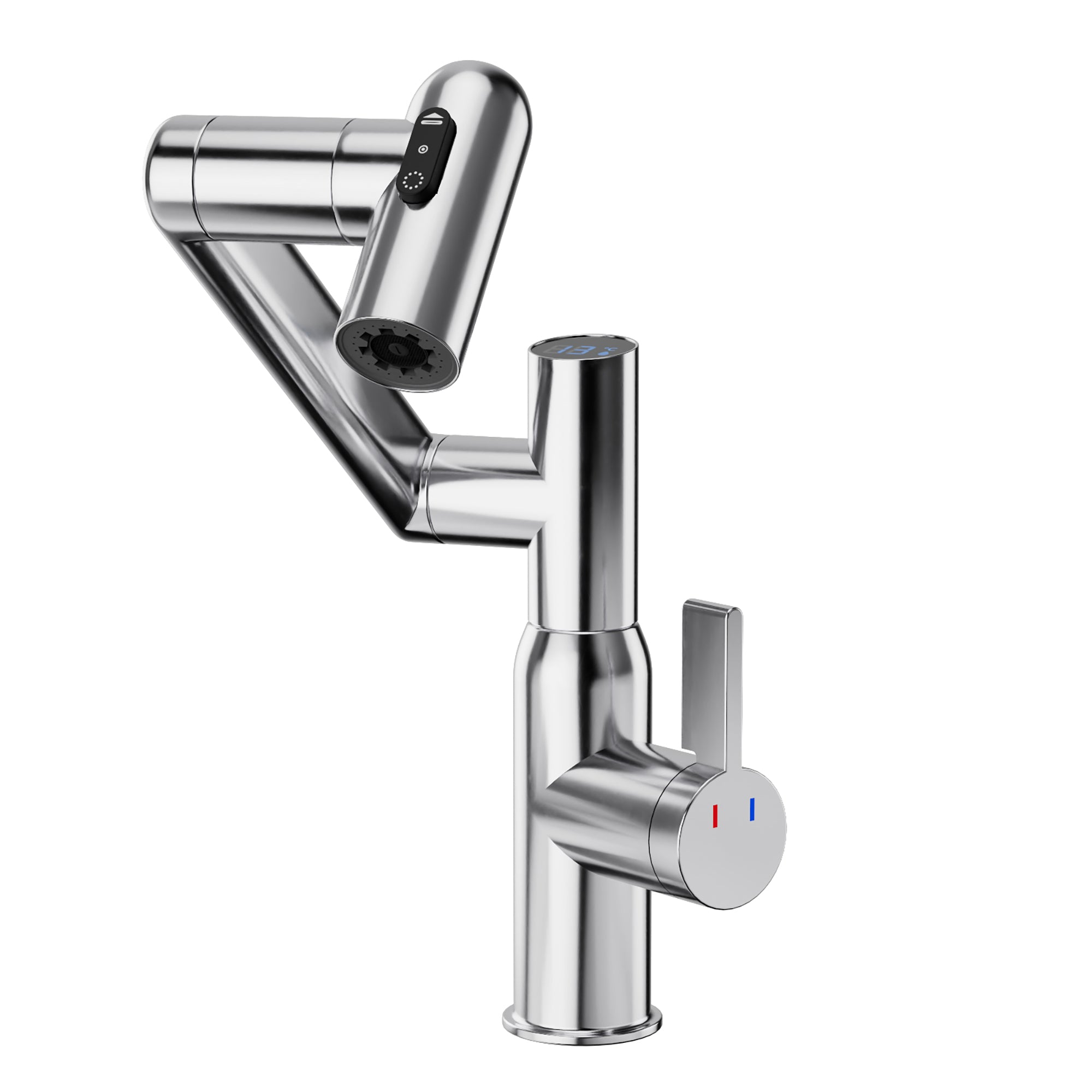 Chrome Bathroom Faucet with Temp Display