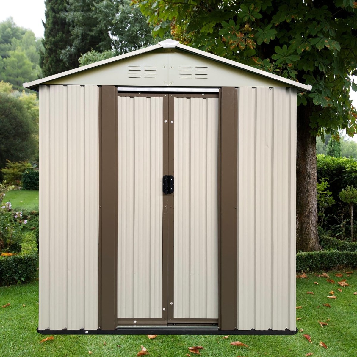 Cream White 5×3FT Outdoor Storage Shed | Heavy Duty Lockable Garden House - HomeDIYer