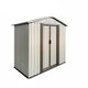 5x3 FT Vertical Metal Storage Shed Lockable Door Ventilation Sloped Roof Galvanized Steel Cream White