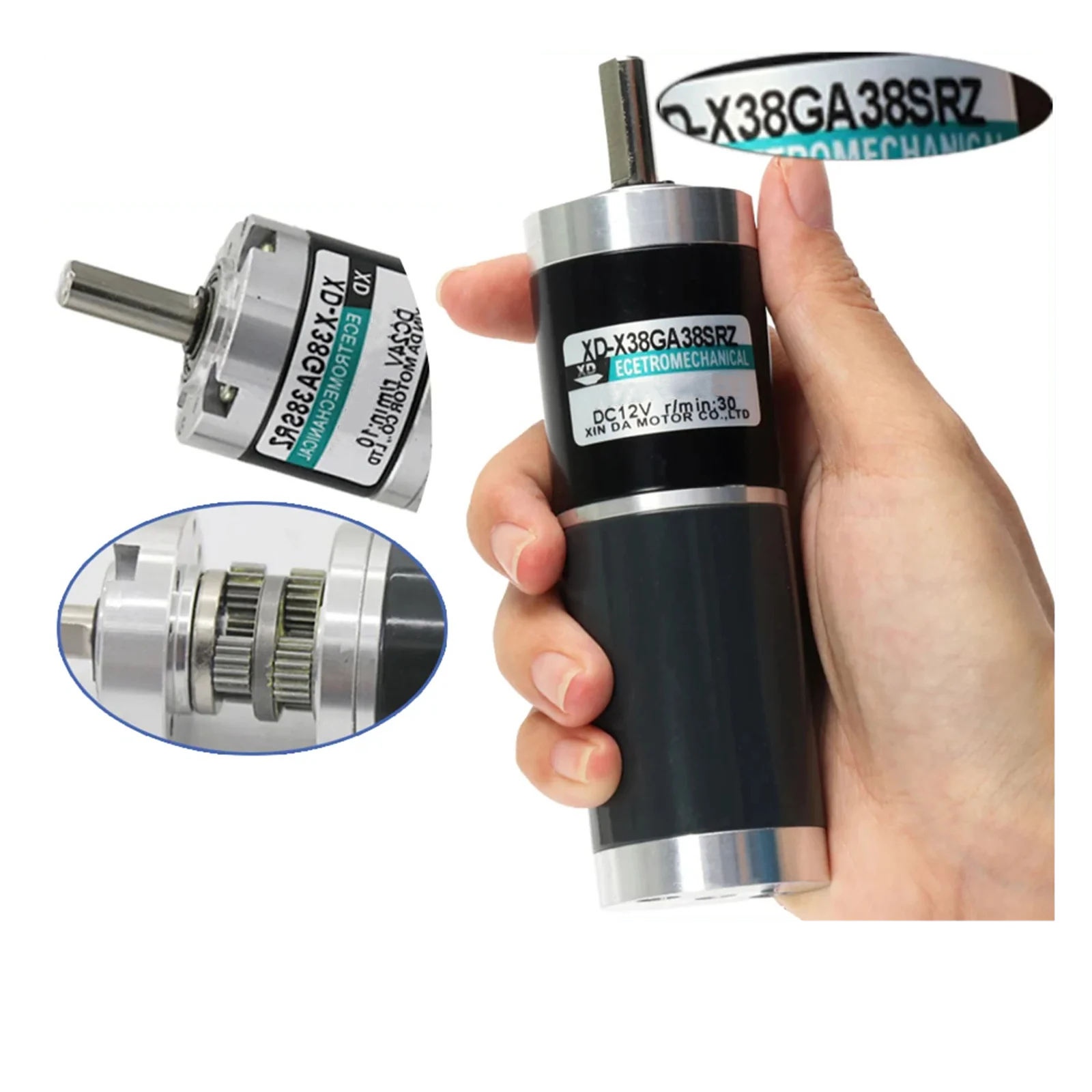 DC 12V/24V Planetary Gearbox Gear Motor 5RPM-400RPM 10W High Torque 38GA/38SRZ