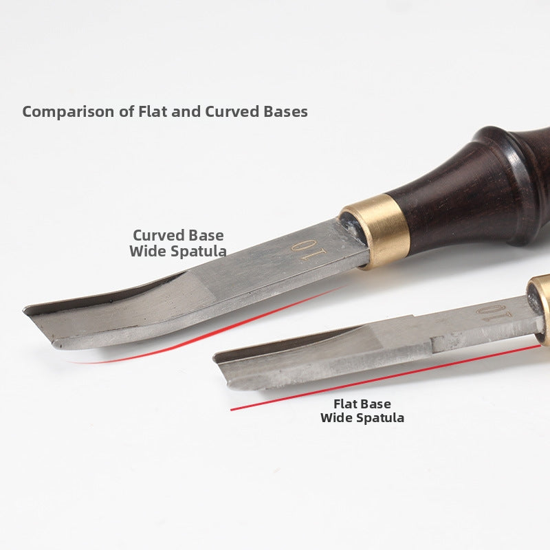 Leather Roughing Scraper Tool – Purple Sandalwood Handle Stainless Steel Blade, Curved & Flat