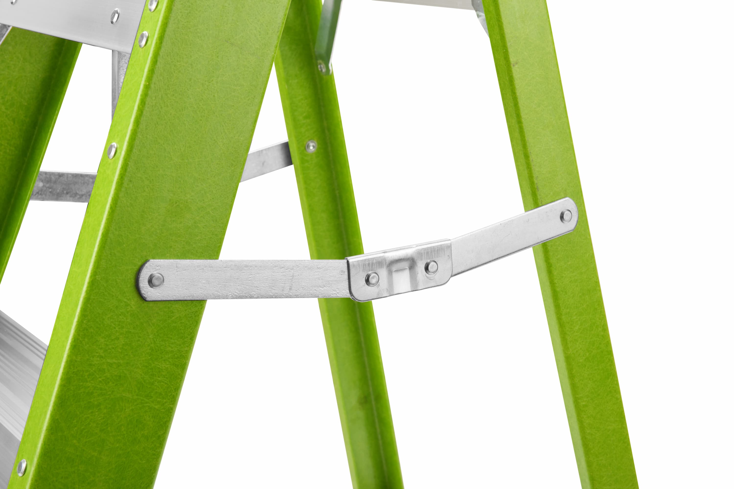 Fiberglass Step Ladder — Non‑Conductive, 330 lb Capacity, Safety Green, 11" Step Spacing
