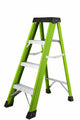 Fiberglass Step Ladder — Non‑Conductive, 330 lb Capacity, Safety Green, 11" Step Spacing