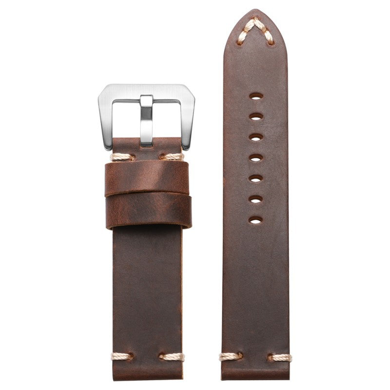 Crazy Horse Leather Watch Strap for DW Seiko 18-26mm Vintage Handstitched