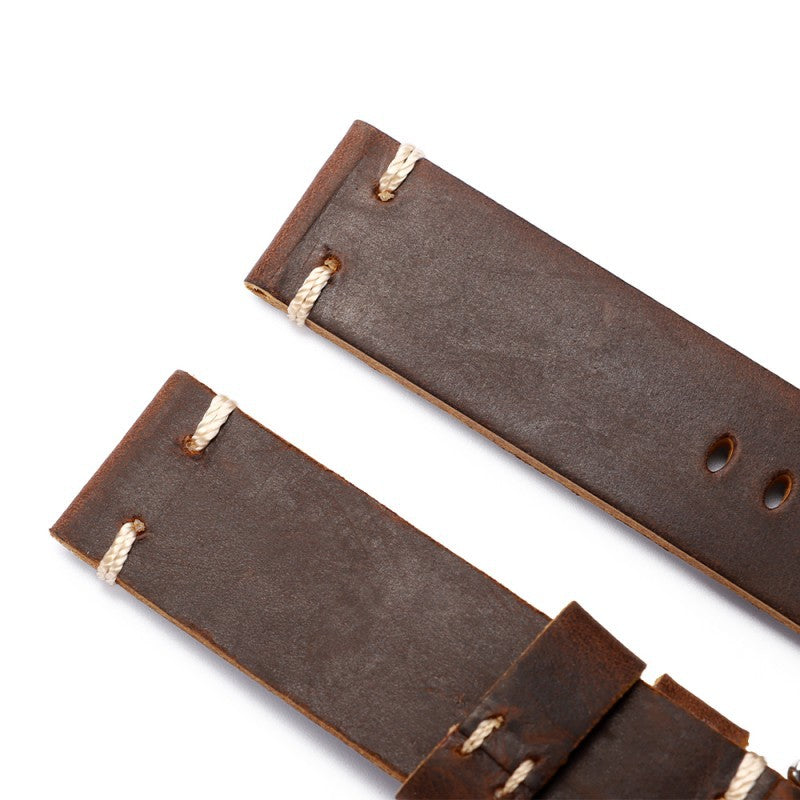 Crazy Horse Leather Watch Strap for DW Seiko 18-26mm Vintage Handstitched