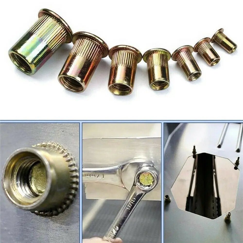 165PCS Carbon Steel Rivet Nuts M3 M4 M5 M6 M8 M10 Flat Head Rivet Nuts Set Nuts Insert Reveting Multi Size Collocation - HomeDIYer