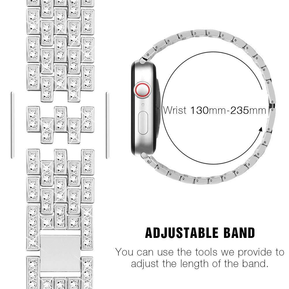 Diamond Studded Apple Watch Band with Connector 38 40 41 42 44 45 49mm