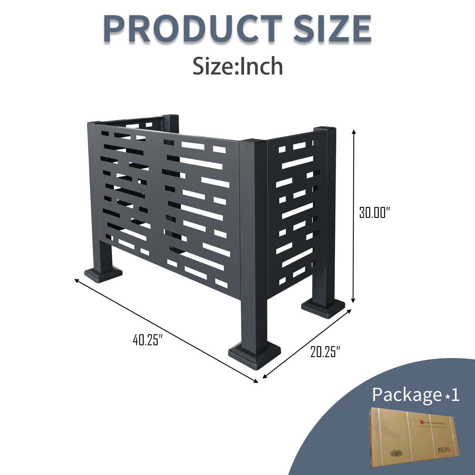 3 x 2 FT Metal Air Conditioner Privacy Fence — 3‑Panel Charcoal AC Cover, Freestanding Enclosure