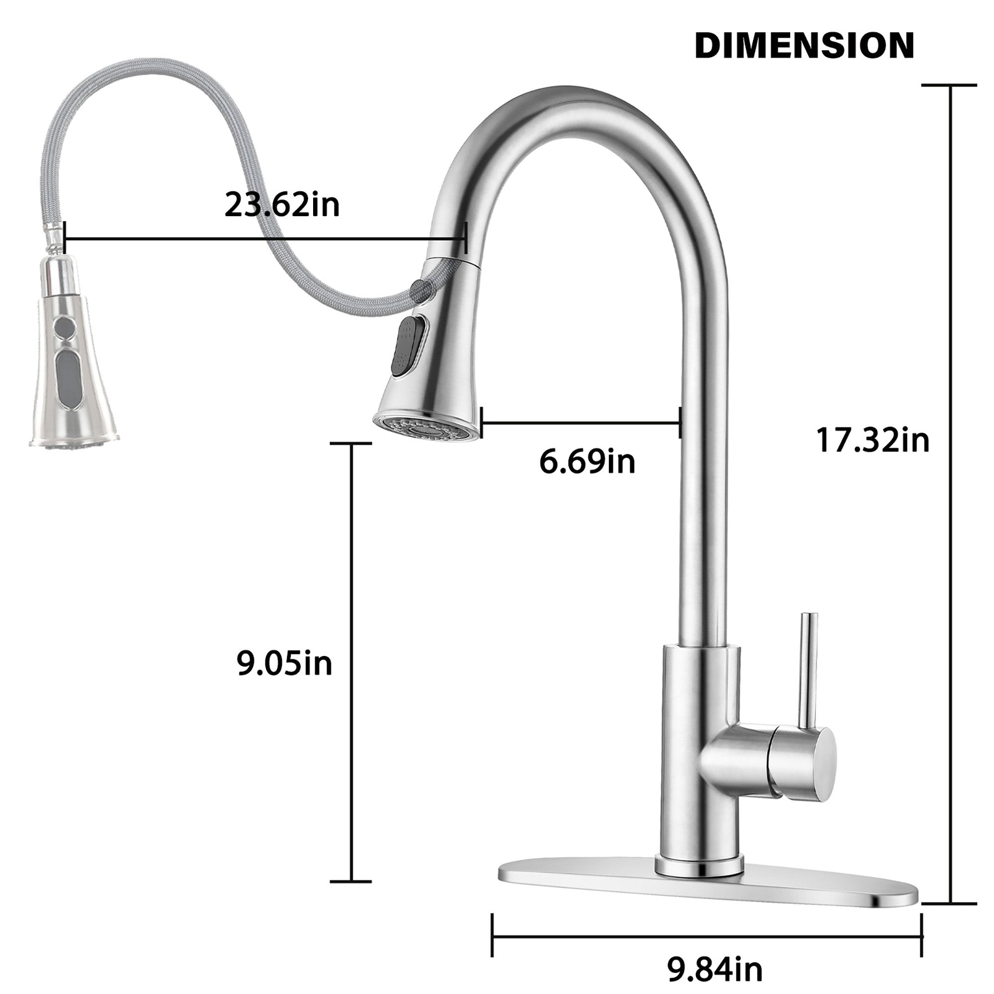 Brushed Nickel Pull-Down Kitchen Faucet - Single Hole Deck Mount with Stainless Steel Sprayer & Single Handle Control