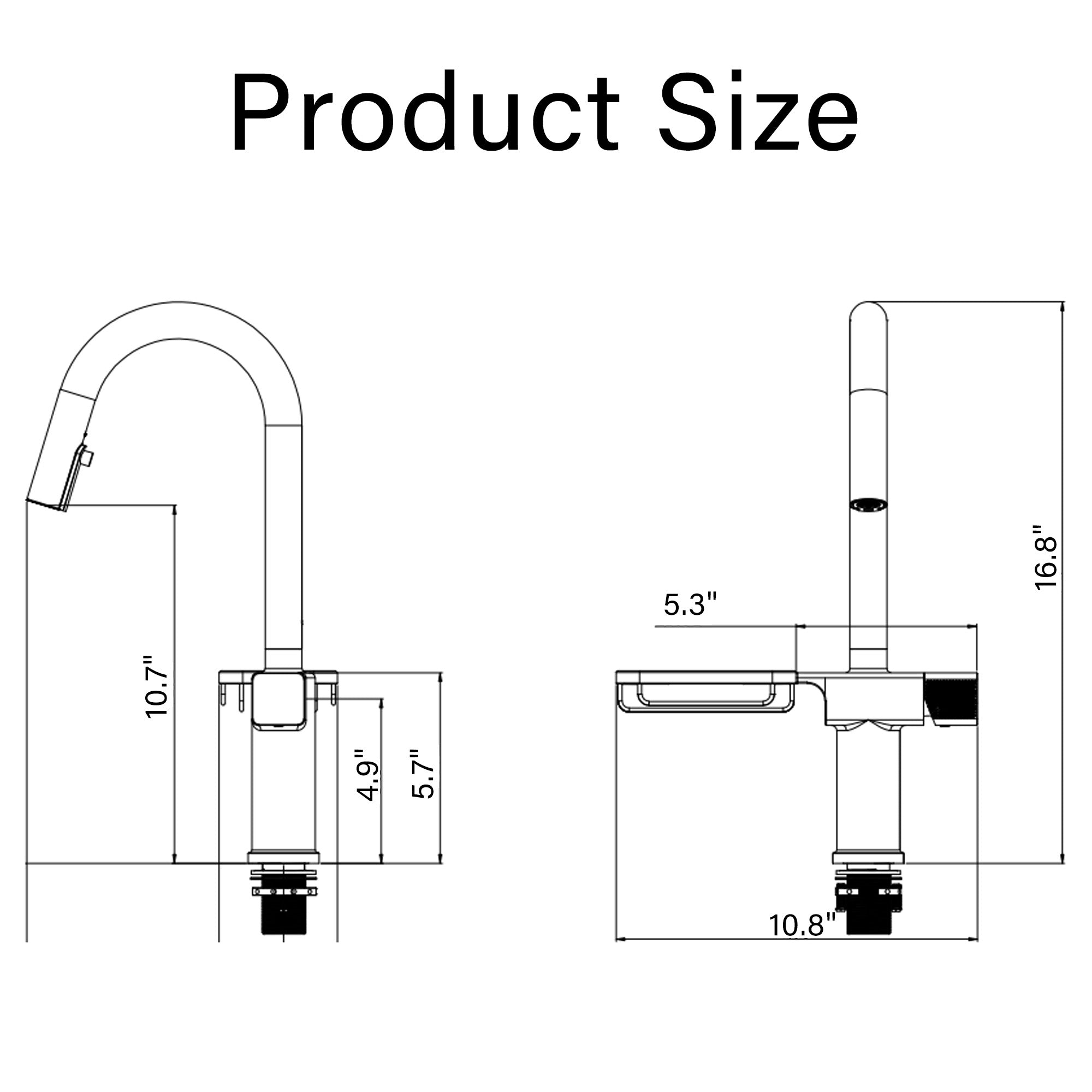 High Arc Pull-Down Kitchen Faucet - Single Hole Stainless Steel, Modern Sink Faucet (Brushed Gold)