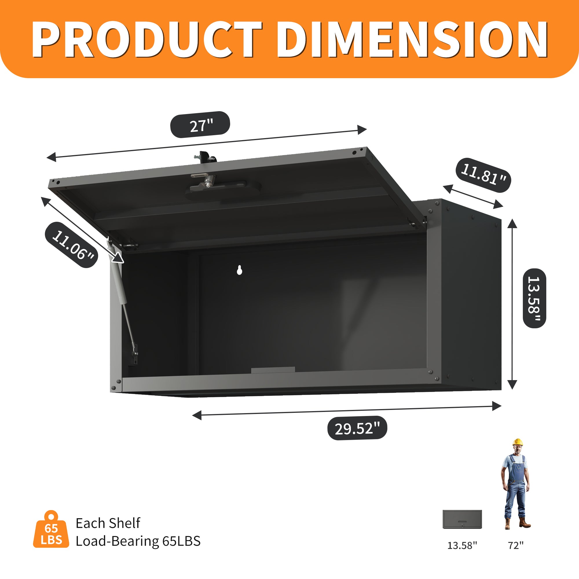 Heavy Duty Wall Mounted Tool Storage Cabinet – Steel Metal Garage Cabinet for Workshop, Assembly Required