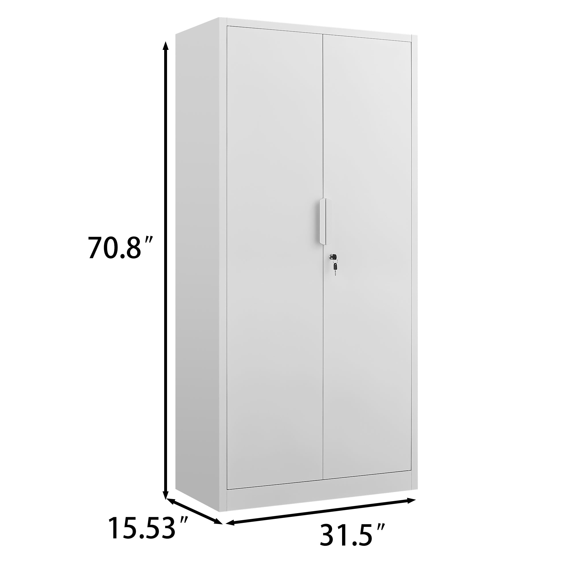 70-Inch 2-Door File Cabinet with Lock, 4 Adjustable Shelves, Heavy-Duty Steel Construction, for Commercial Office, Home Office, Legal Size & Letter File Storage, Organization Cabinet