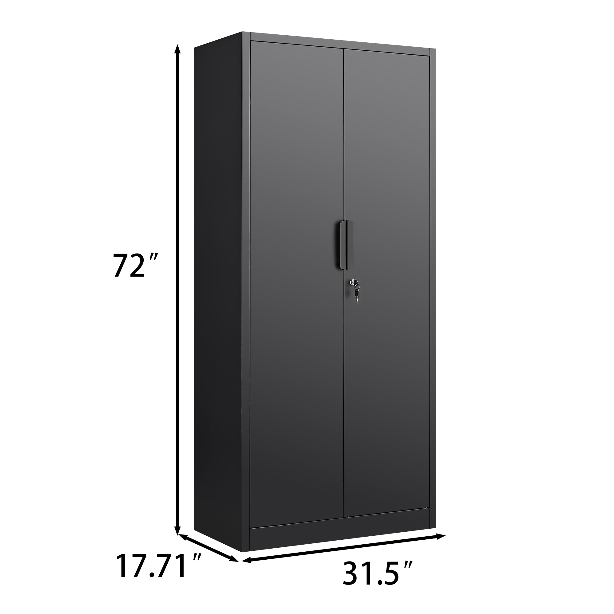 72-Inch 2-Door File Cabinet with Lock, 4 Adjustable Shelves, Heavy-Duty Steel Construction, for Commercial Office, Home Office, Legal Size & Letter File Storage, Organization Cabinet in Black