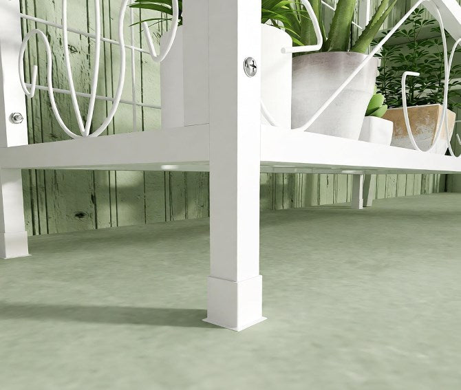 White Plant Holder,Metal Tall Plant Stand with Trellis and Hanging Bar,for Indoor Outdoor Use
