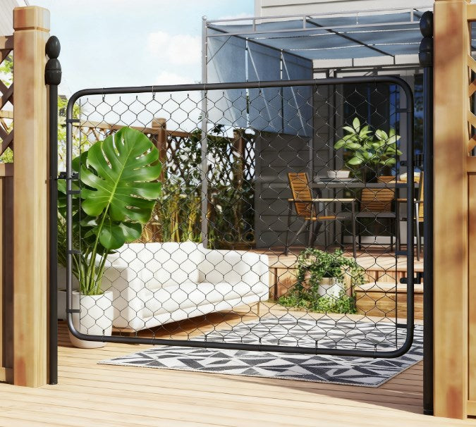 Galvanized Steel Garden Door,Garden Gate Chain Link Fence Gate,for Yard Entrance Way
