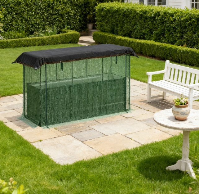 Raised Garden Bed,Galvanized Steel Planter Box with Crop Cage and Shade Cloth,for Flowers, Veggies and Herbs