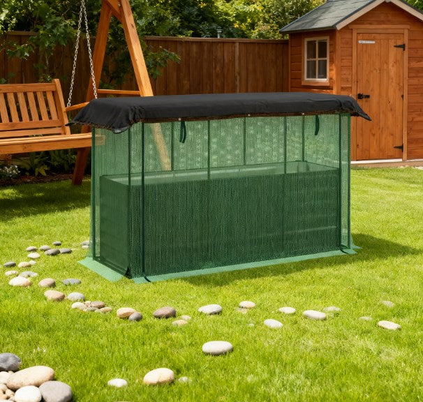 Raised Garden Bed,Galvanized Steel Planter Box with Crop Cage and Shade Cloth,for Flowers, Veggies and Herbs