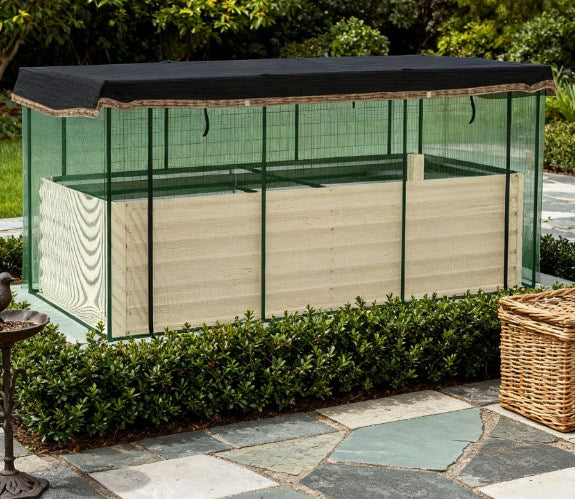 Raised Garden Bed for Flowers, Veggies and Herbs,Galvanized Steel Planter Box with Crop Cage and Shade Cloth
