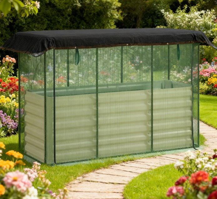Galvanized Steel Raised Garden Bed with Crop Cage & Shade Cloth – Complete Plant Protector
