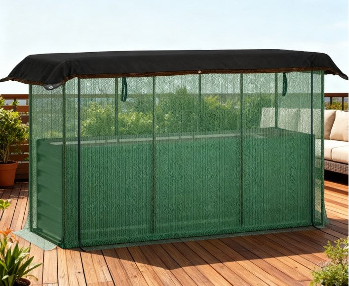 Open Bottom Raised Garden Bed,Galvanized Steel Planter Box,Crop Cage and Shade Cloth with Raised Garden Bed