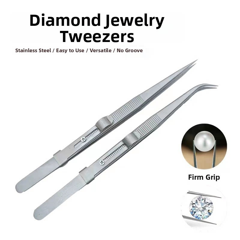 Jewelry Tweezers Stainless Steel Gemstone Gripping Tool 6 Styles