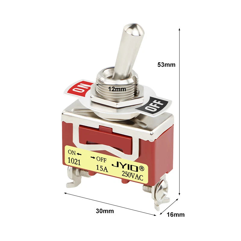 E-TEN Miniature Toggle Switch 240V – ON/OFF/ON SPDT 3-Position for Boat, Car & Model