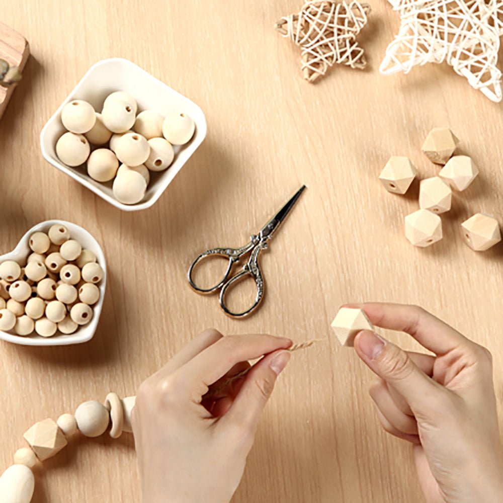 416 Pcs Natural Round Wood Beads Combination Set for DIY Crafts Garland Jewelry - HomeDIYer