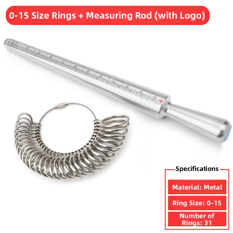 Ring Sizer & Mandrel Set – US Ring Size Measurement Tool with Alloy Ring Gauge & Aluminum Mandrel (0–13 / 0–15)
